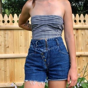 Checkered Bustier Crop Top